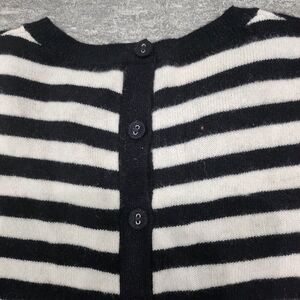 Aqua Black and White Cashmere Striped Sweater